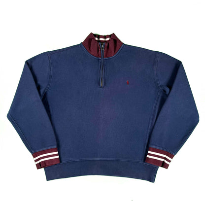 90s Polo Ralph Lauren 1/4 Zip Ringer Sweatshirt- XL