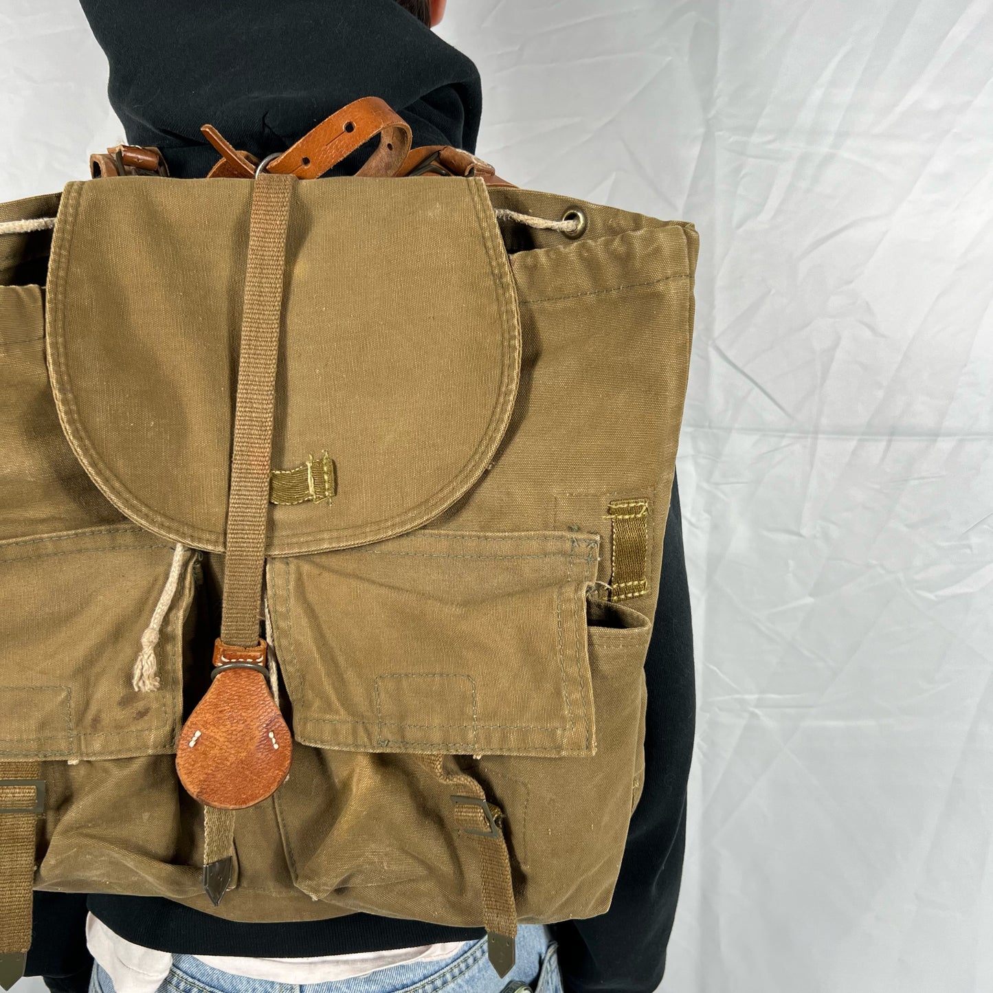 50s Army Green Canvas Backpack