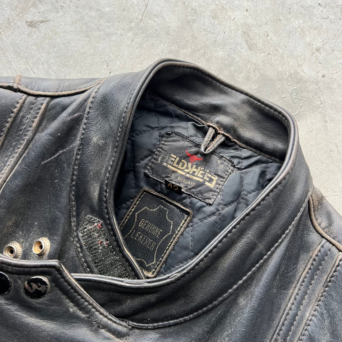 90s Made in England Black Leather Moto Biker Jacket- M