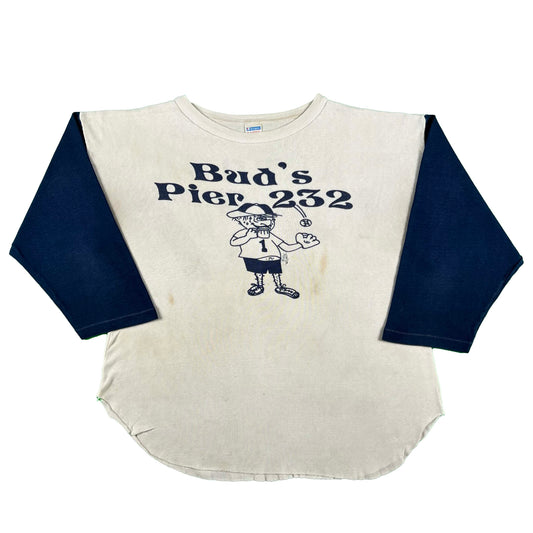 70s Champion Drunk Baseball Cotton Jersey Tee- L