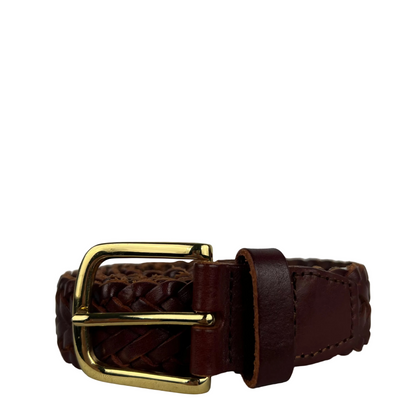 J.Crew Braided Brown Leather Belt- 34"-38"