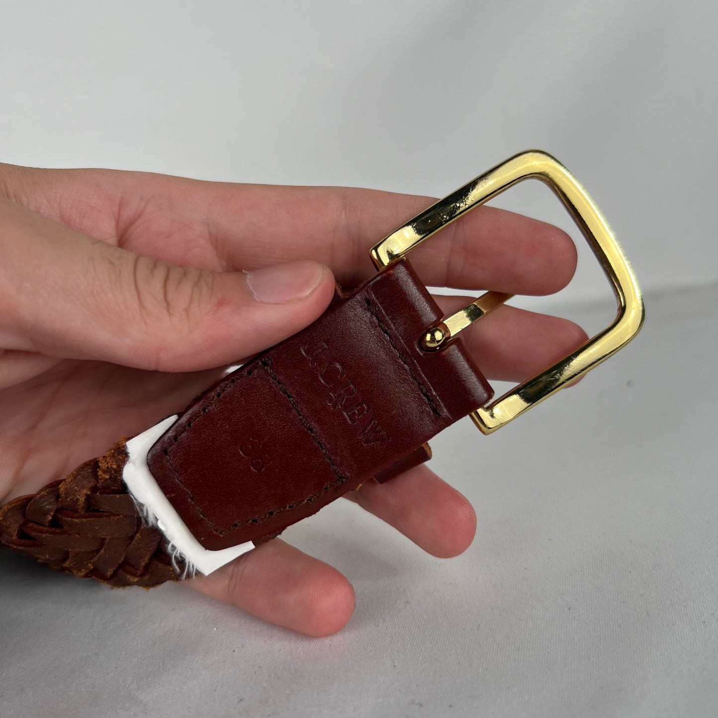 J.Crew Braided Brown Leather Belt- 34"-38"