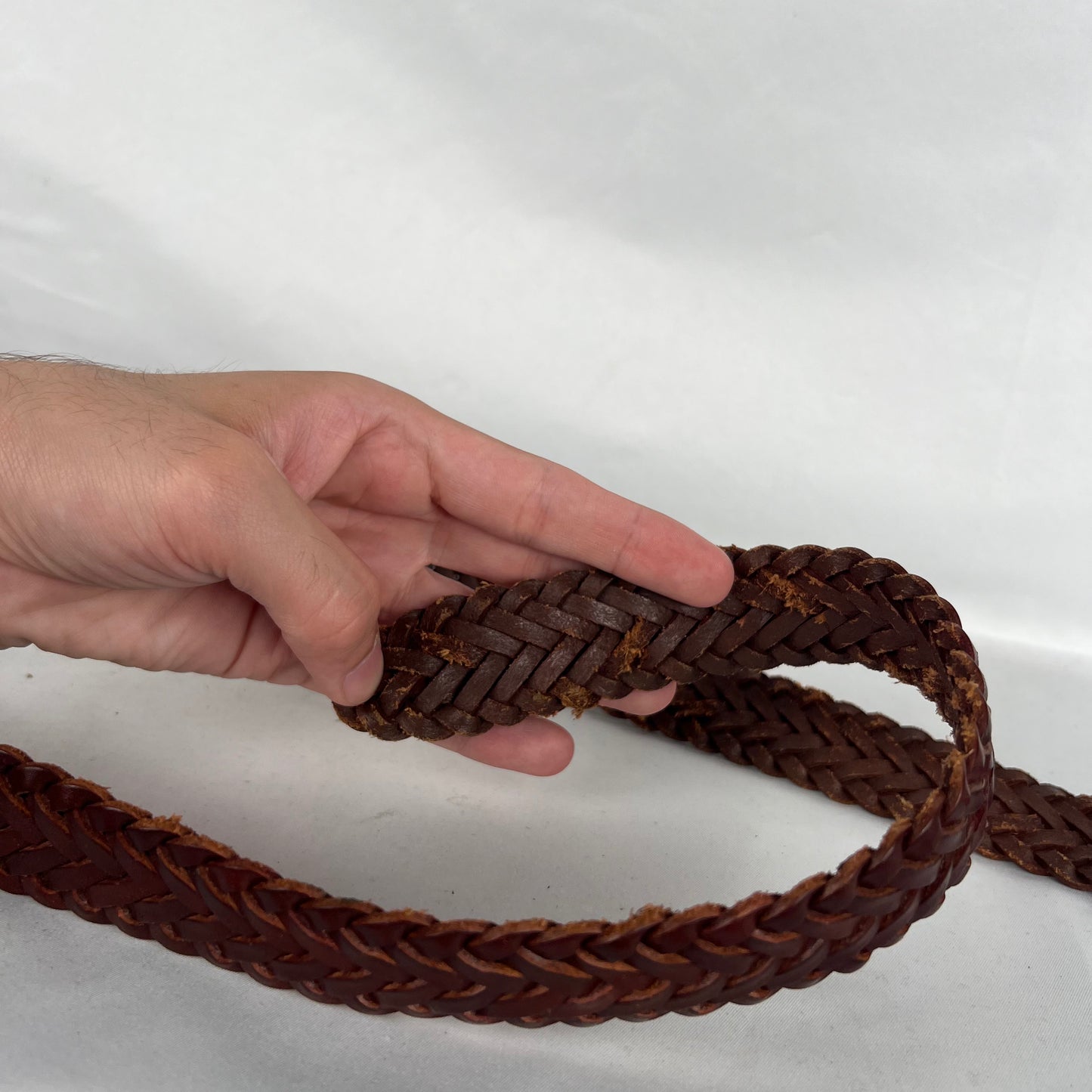 J.Crew Braided Brown Leather Belt- 34"-38"