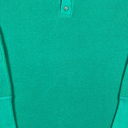 80s Aqua Green Waffle Knit Thermal- M