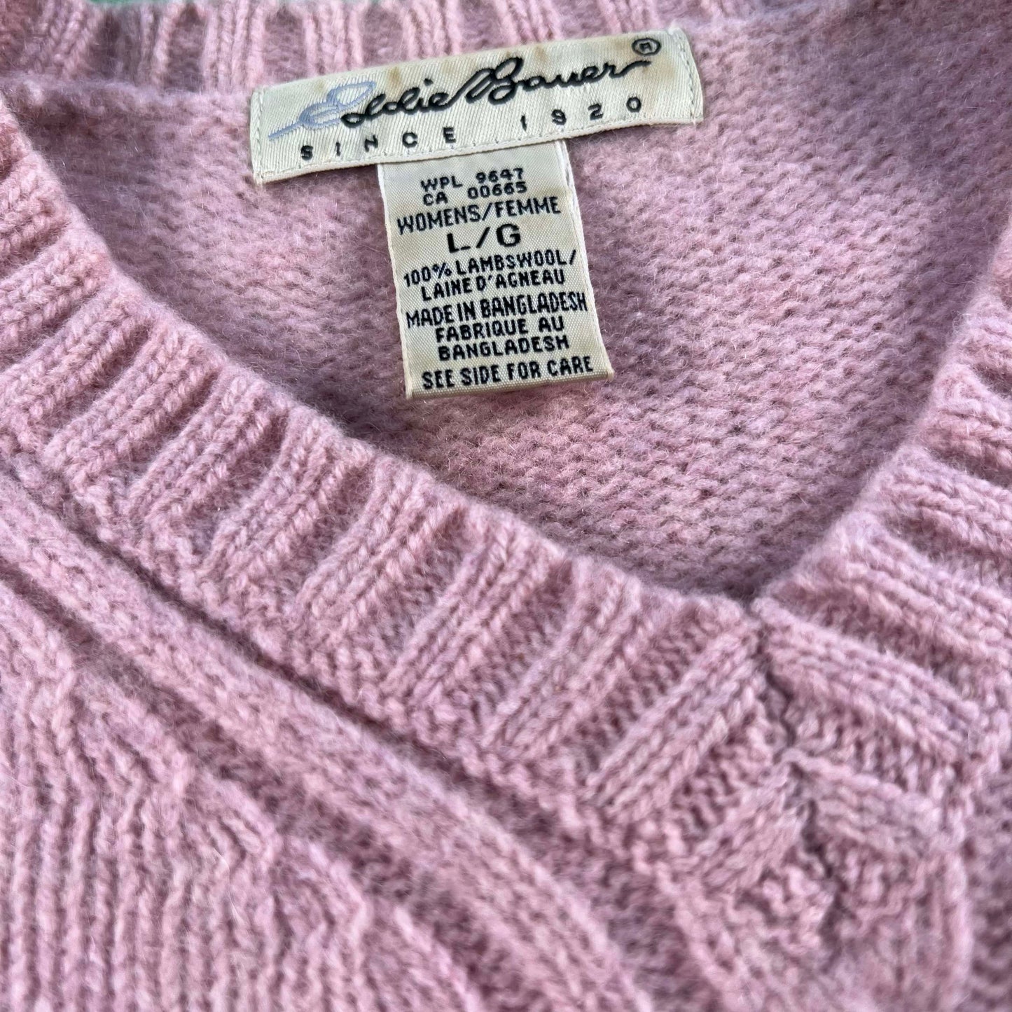 00s Eddie Bauer Beat Up Pink Lambswool Sweater- S