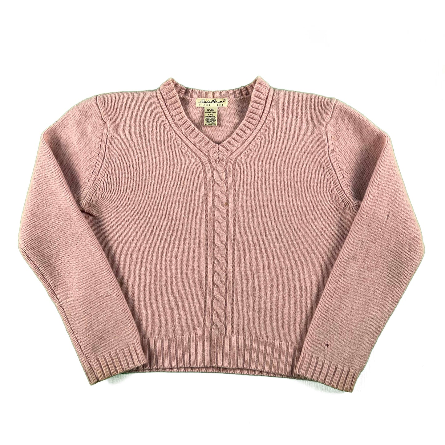 00s Eddie Bauer Beat Up Pink Lambswool Sweater- S