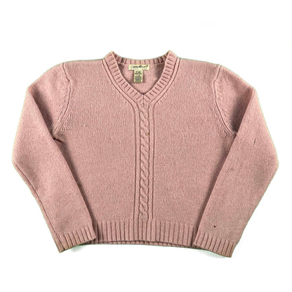 00s Eddie Bauer Beat Up Pink Lambswool Sweater- S