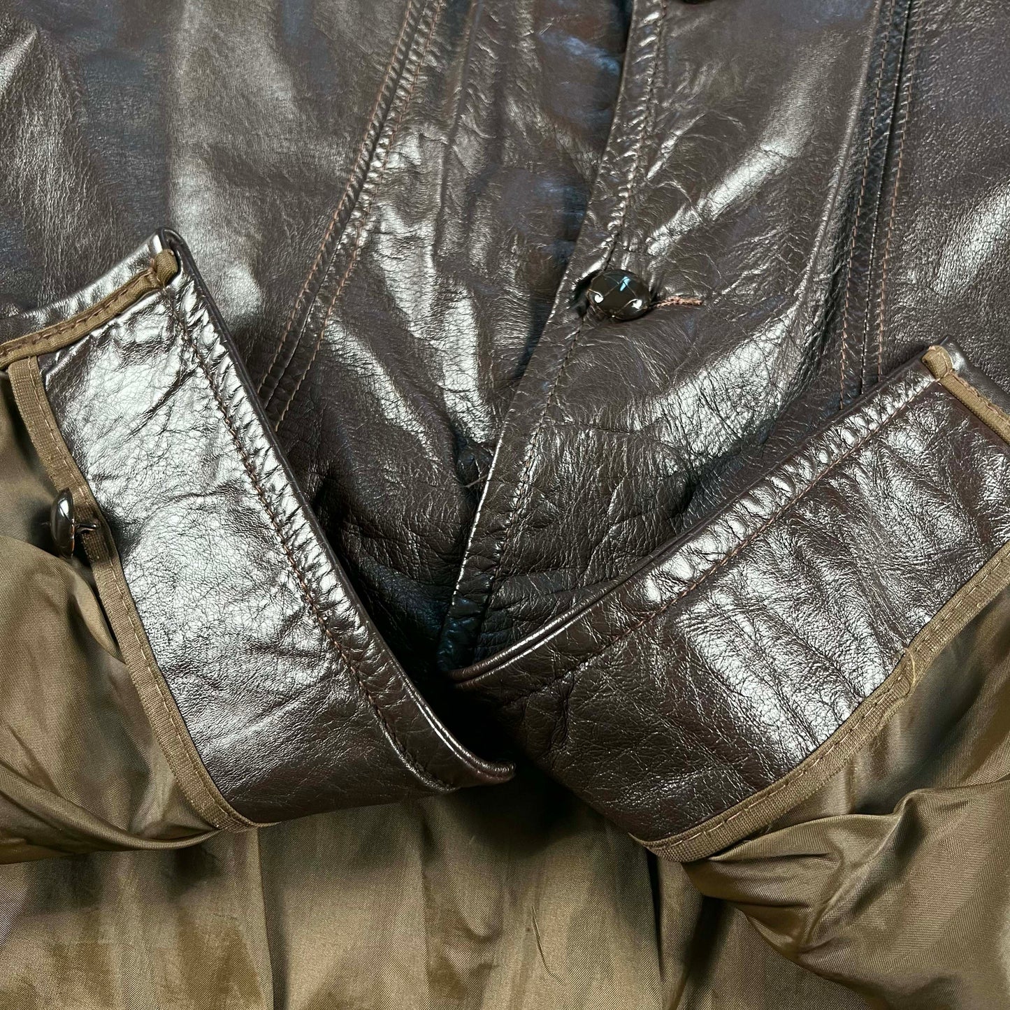 70s Mahogany Brown Leather Trench- M