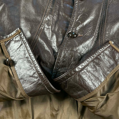 70s Mahogany Brown Leather Trench- M