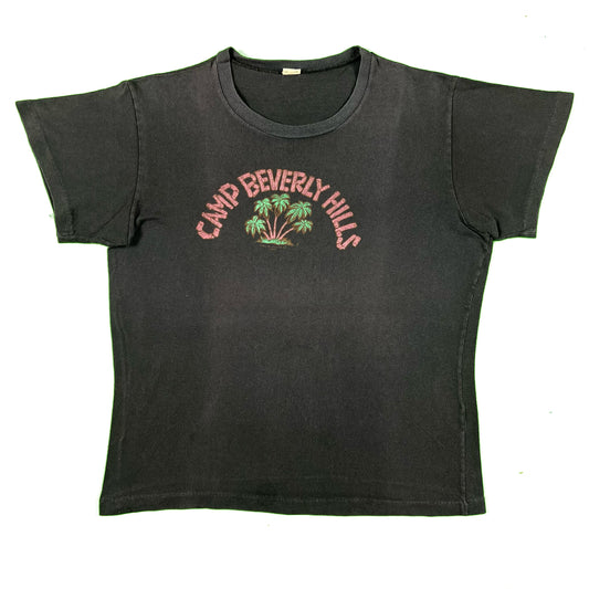 70s Faded Black Camp Beverly Hills Tee- L