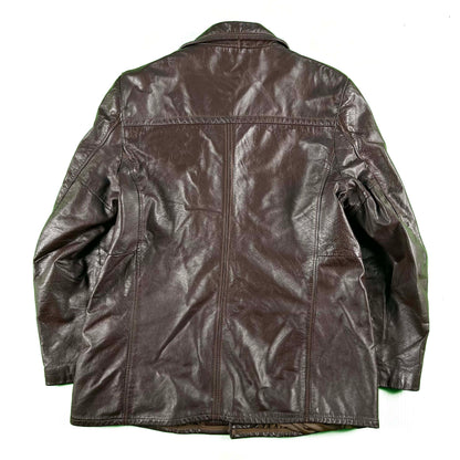 70s Mahogany Brown Leather Trench- M