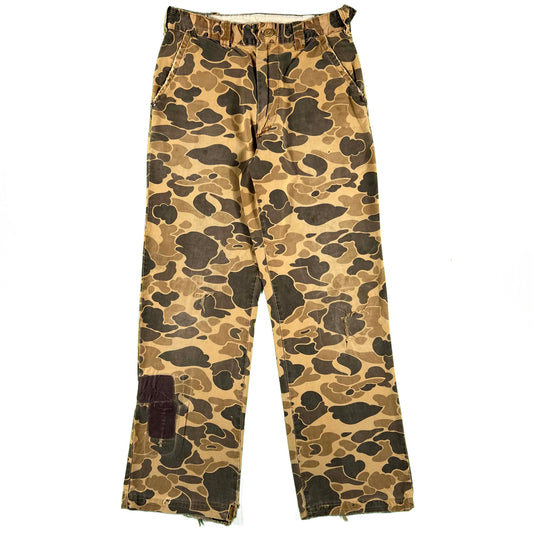 70s Patched Camo Cotton Hunting Pants- 28x30