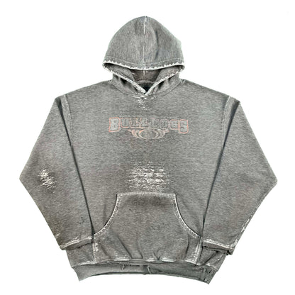 00s Thrashed Grey Bulldogs Hoodie- L