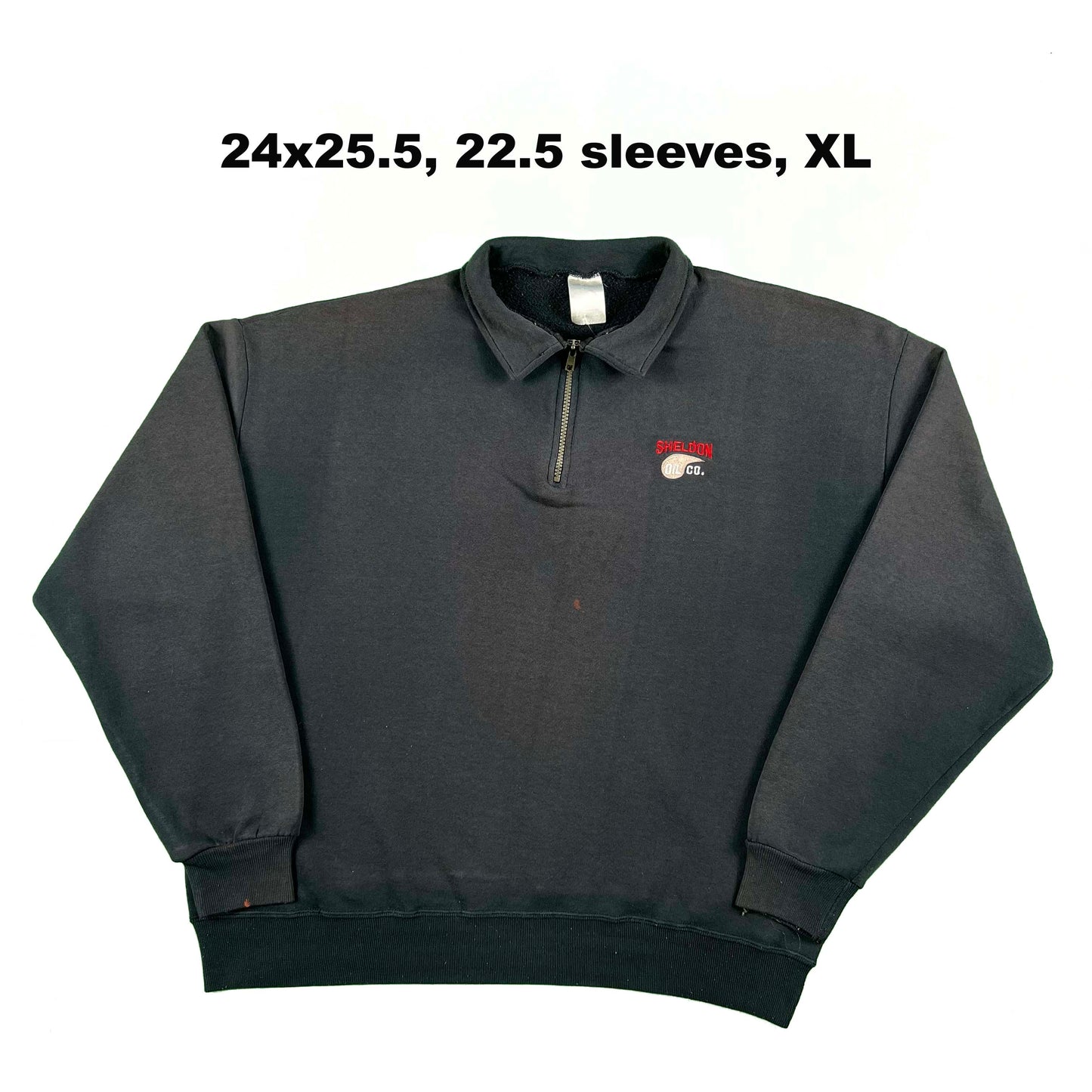 90s Sun Faded Black Oil 1/4 Zip Sweatshirts- SELECT SWEAT