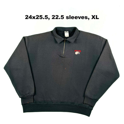 90s Sun Faded Black Oil 1/4 Zip Sweatshirts- SELECT SWEAT