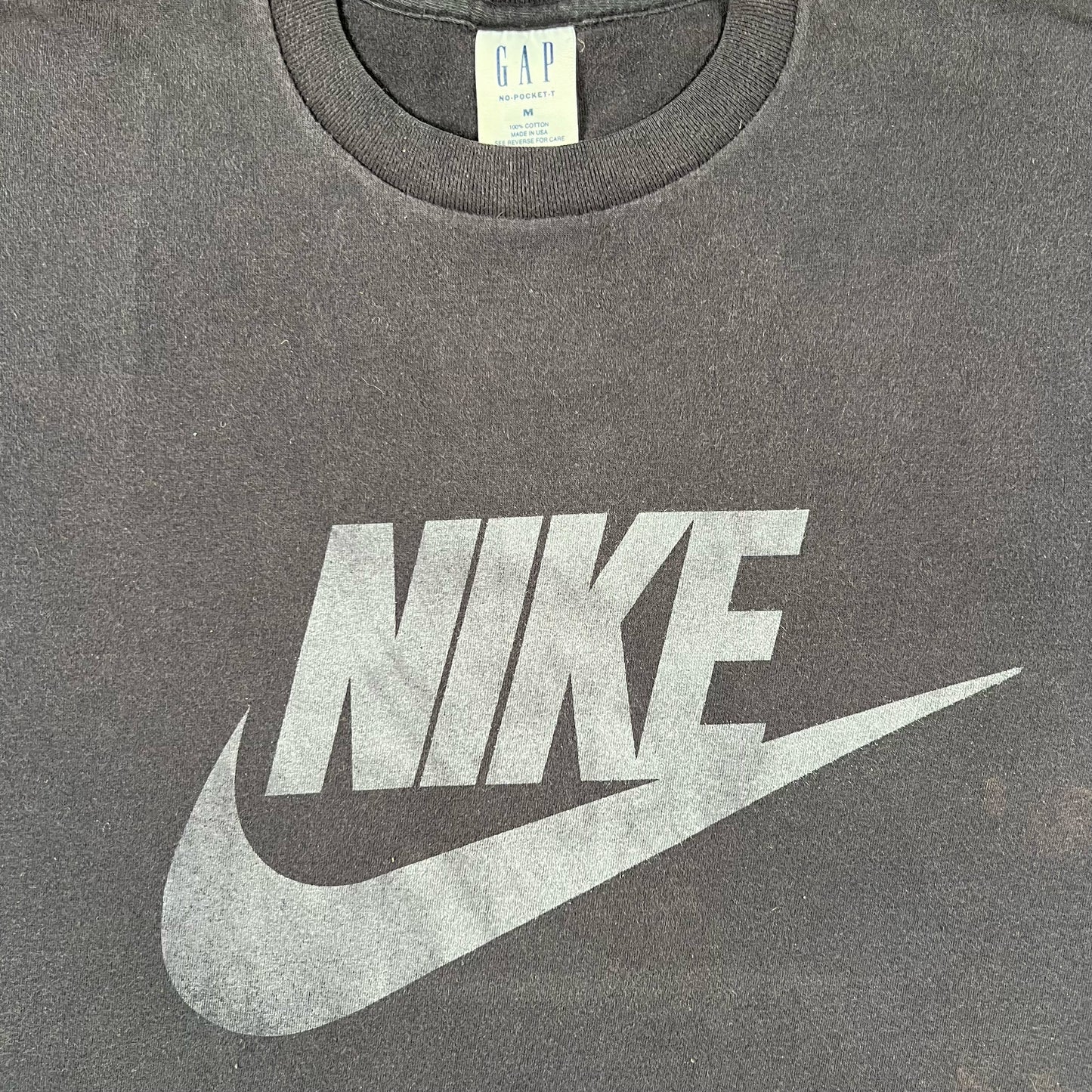 90s Faded Black Nike Logo Tee- M