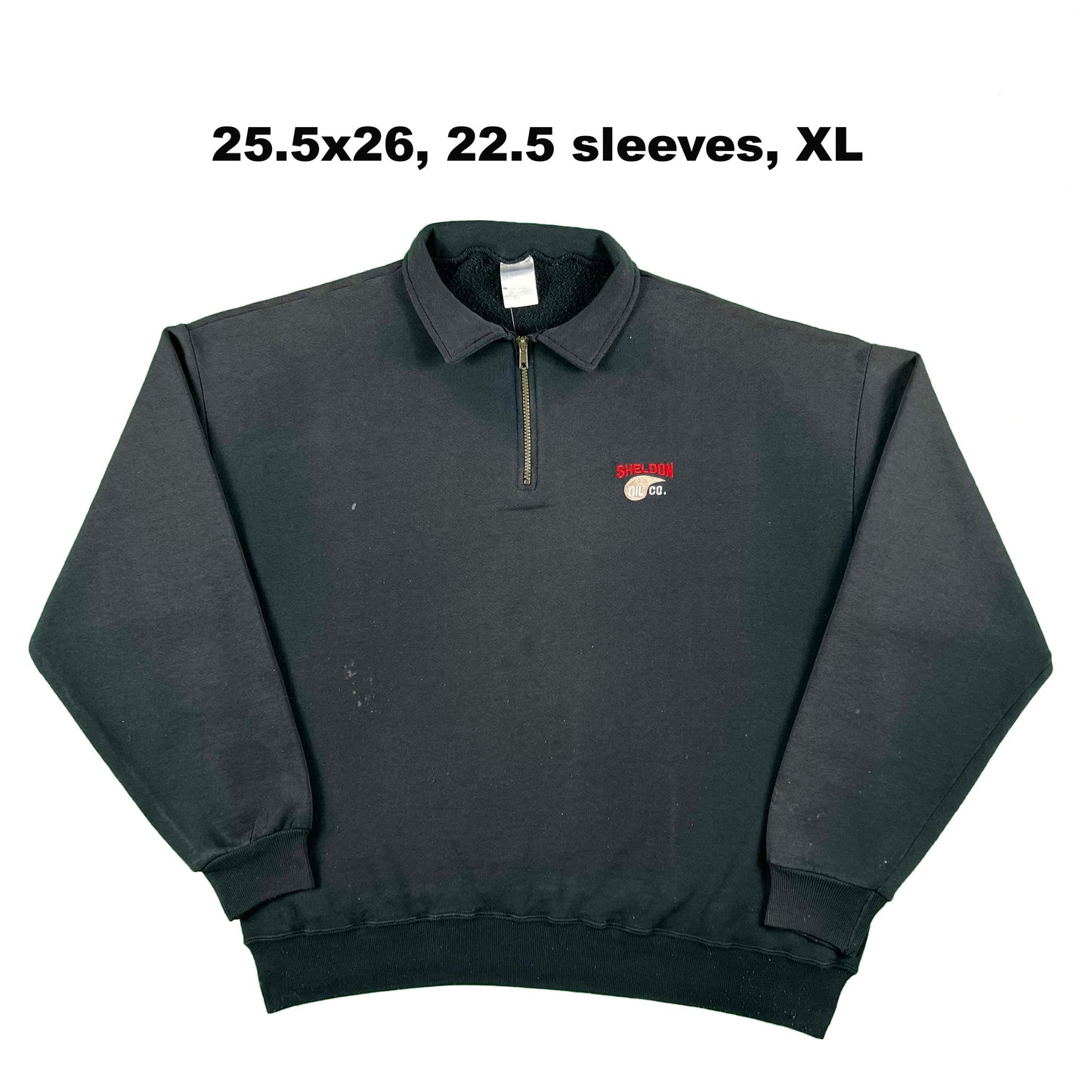 90s Sun Faded Black Oil 1/4 Zip Sweatshirts- SELECT SWEAT