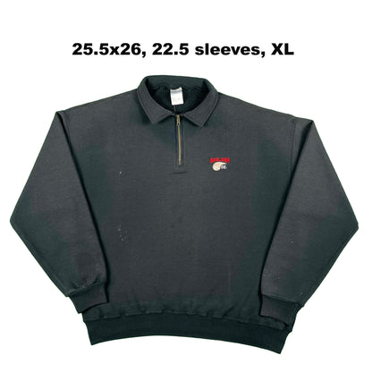 90s Sun Faded Black Oil 1/4 Zip Sweatshirts- SELECT SWEAT