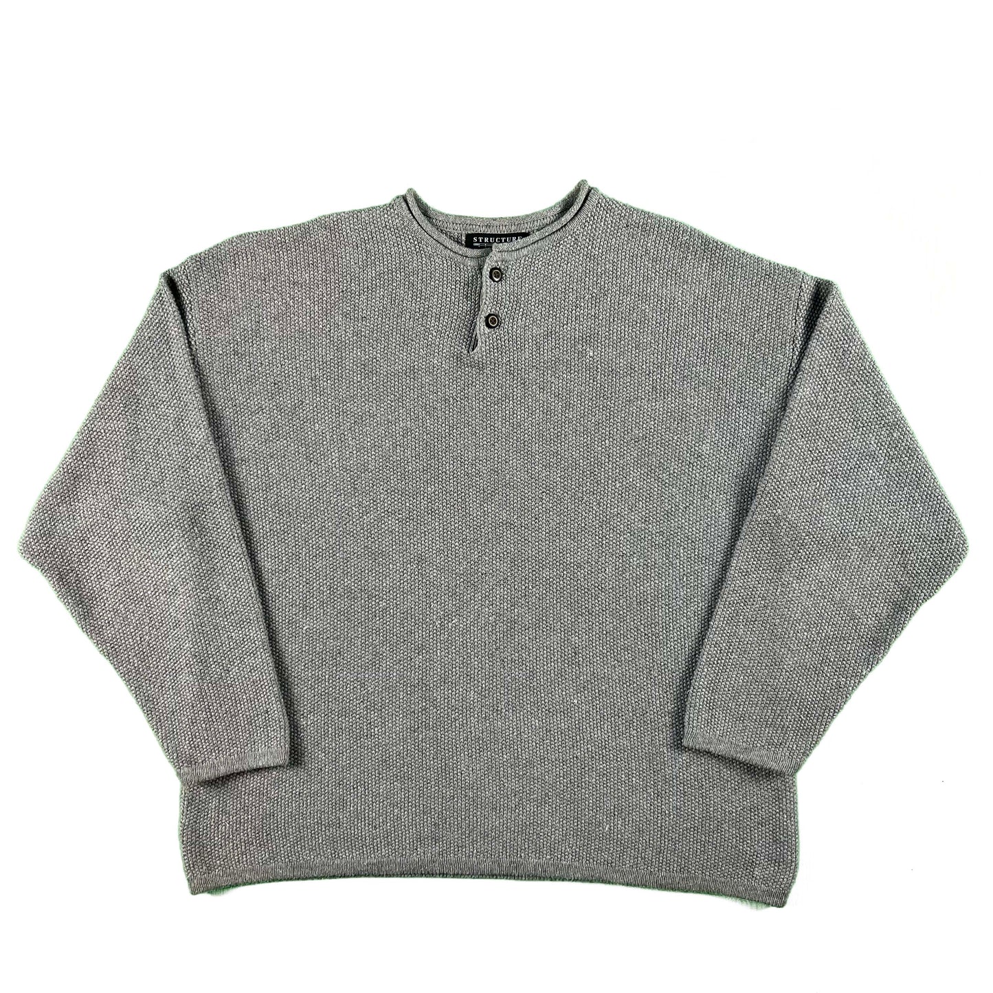 90s Structure Heavyweight Waffle Knit Like Sweatshirt- XL