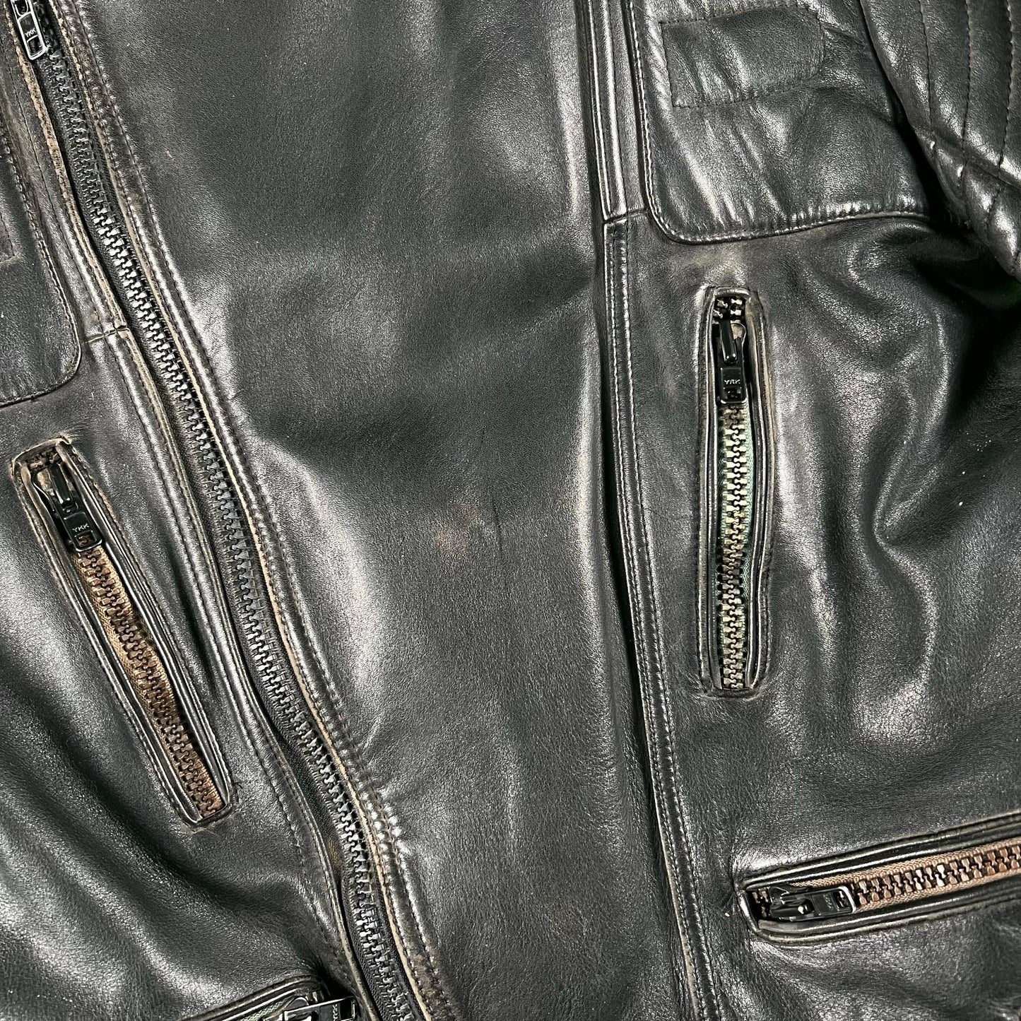 90s Made in England Black Leather Moto Biker Jacket- M