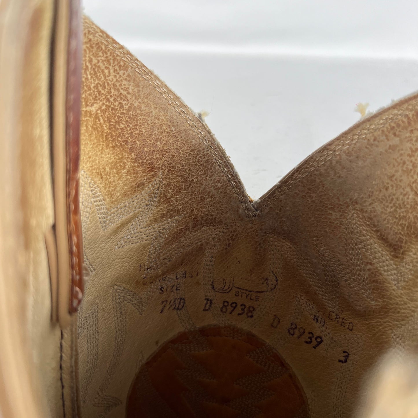 80s Patina Creamy Leather Cowboy Boots- M's 7.5, W's 9