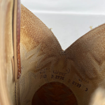 80s Patina Creamy Leather Cowboy Boots- M's 7.5, W's 9