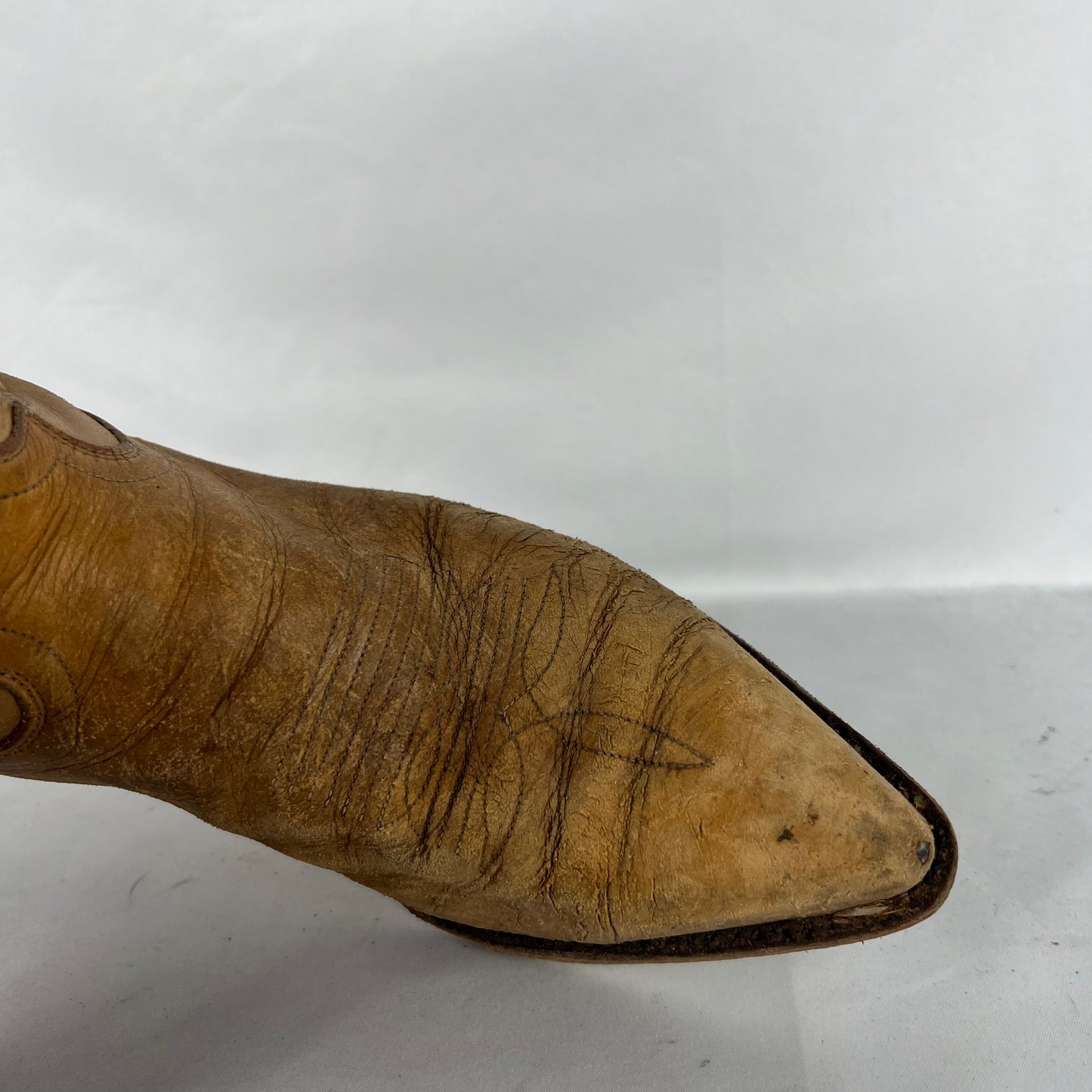 80s Patina Creamy Leather Cowboy Boots- M's 7.5, W's 9