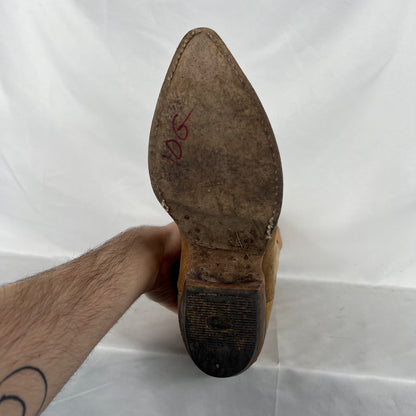 80s Patina Creamy Leather Cowboy Boots- M's 7.5, W's 9