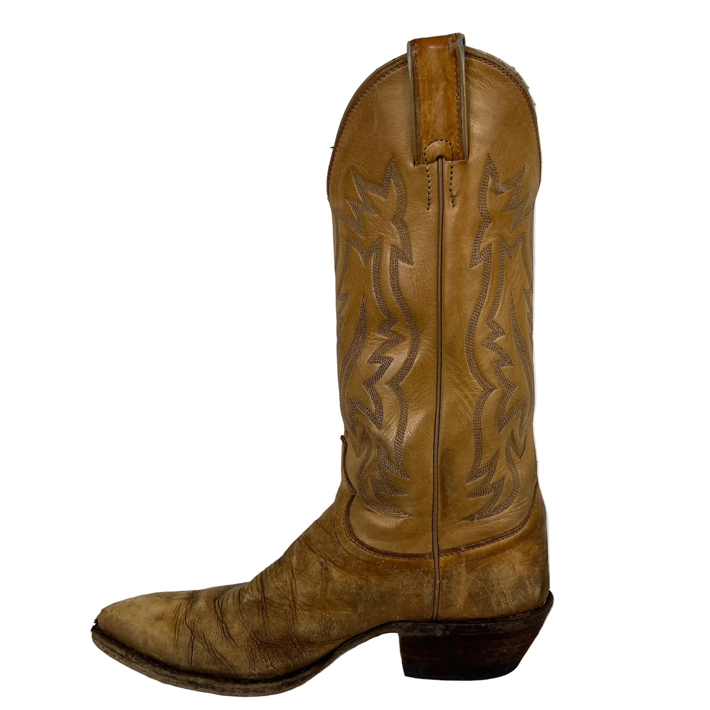 80s Patina Creamy Leather Cowboy Boots- M's 7.5, W's 9