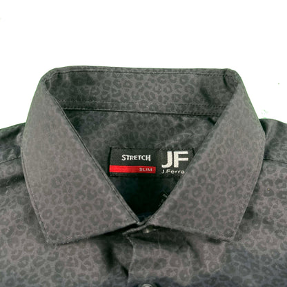 00s Black Cheetah Print Button Up Shirt- M