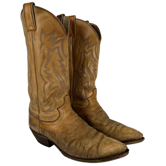 80s Patina Creamy Leather Cowboy Boots- M's 7.5, W's 9