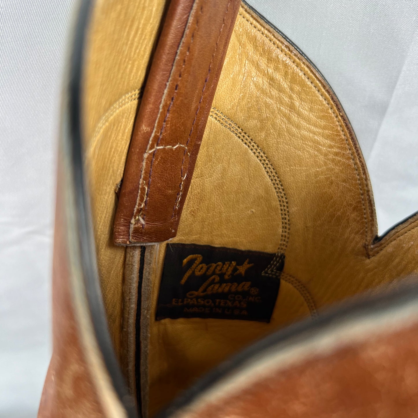 80s Patina Tan Leather Cowboy Boots- M's 8.5, W's 10