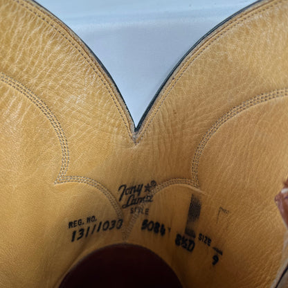 80s Patina Tan Leather Cowboy Boots- M's 8.5, W's 10