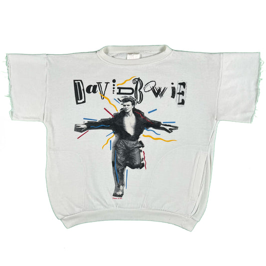 80s David Bowie Chopped Short Sleeve Sweatshirt- L