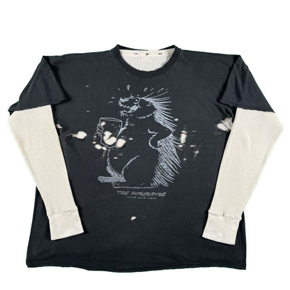 90s Thrashed 'The Porcupine' London Tee & Waffle Knit Thermal- XL