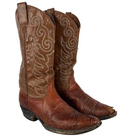 90s Two Tone Leather Cowboy Boots- M's 9.5, W's 11