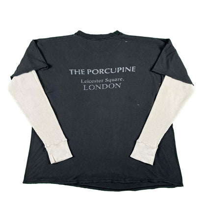 90s Thrashed 'The Porcupine' London Tee & Waffle Knit Thermal- XL