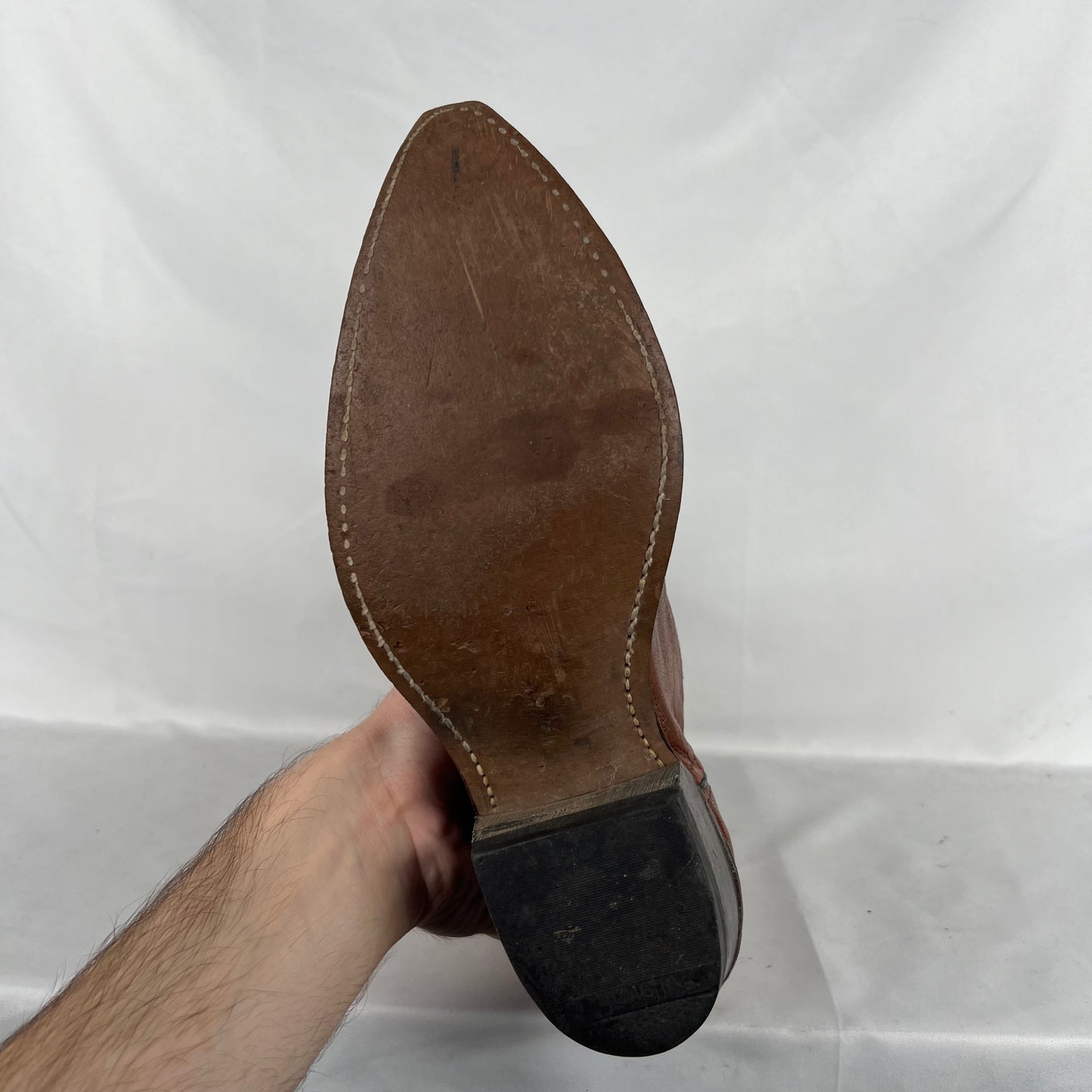 80s Braided Leather Cowboy Boots- M's 8.5, W's 10