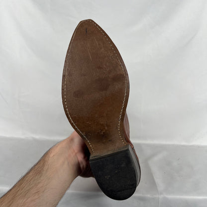 80s Braided Leather Cowboy Boots- M's 8.5, W's 10