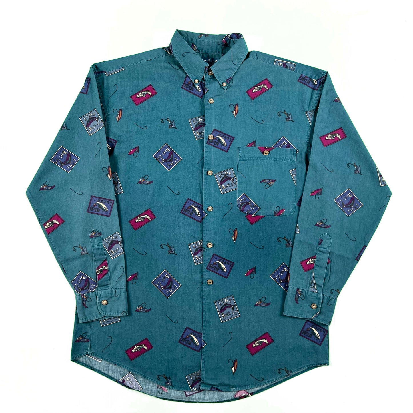 90s/00s Acme Bait Co Fishing Button Up Shirt- L