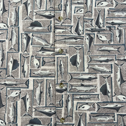 90s/00s Columbia Fish Print Button Up Shirt- XXL