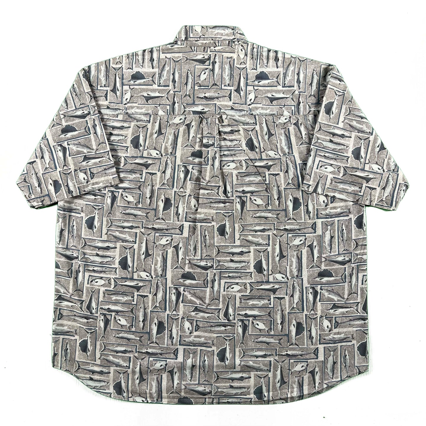 90s/00s Columbia Fish Print Button Up Shirt- XXL