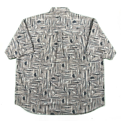 90s/00s Columbia Fish Print Button Up Shirt- XXL