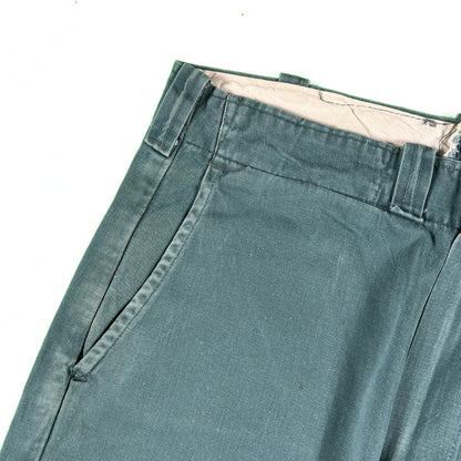 50s Aqua Green Cotton Work Chinos- 30x31.5