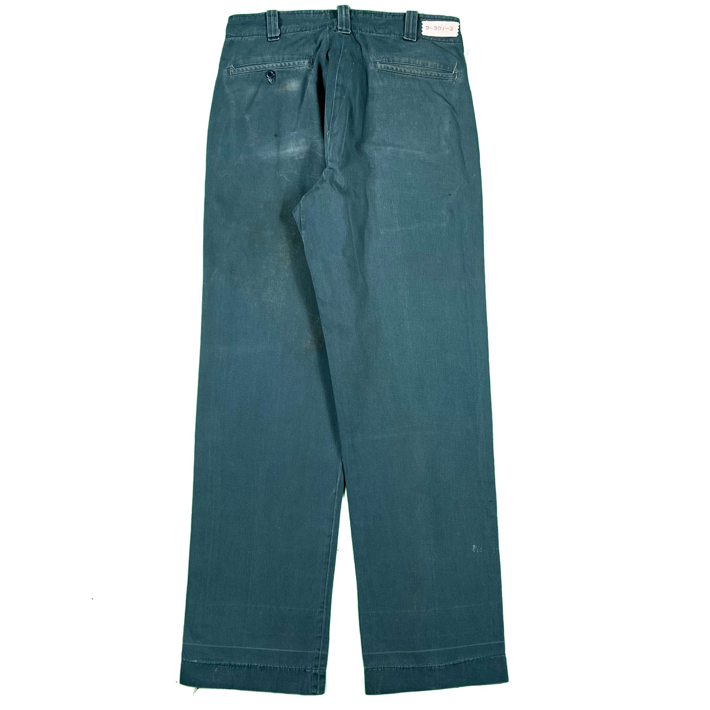 50s Aqua Green Cotton Work Chinos- 30x31.5