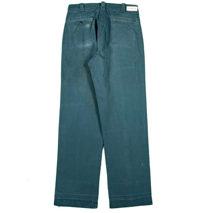 50s Aqua Green Cotton Work Chinos- 30x31.5