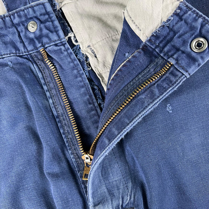 50s Faded Dark Blue Cotton Work Chinos- 29x31.5