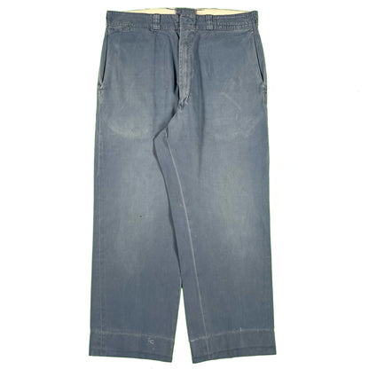 50s Faded Blue Cotton Work Chinos- 31x28