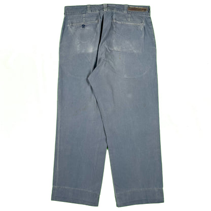 50s Faded Blue Cotton Work Chinos- 31x28