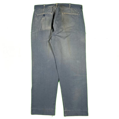 50s Faded Blue Cotton Work Chinos- 35x28.5